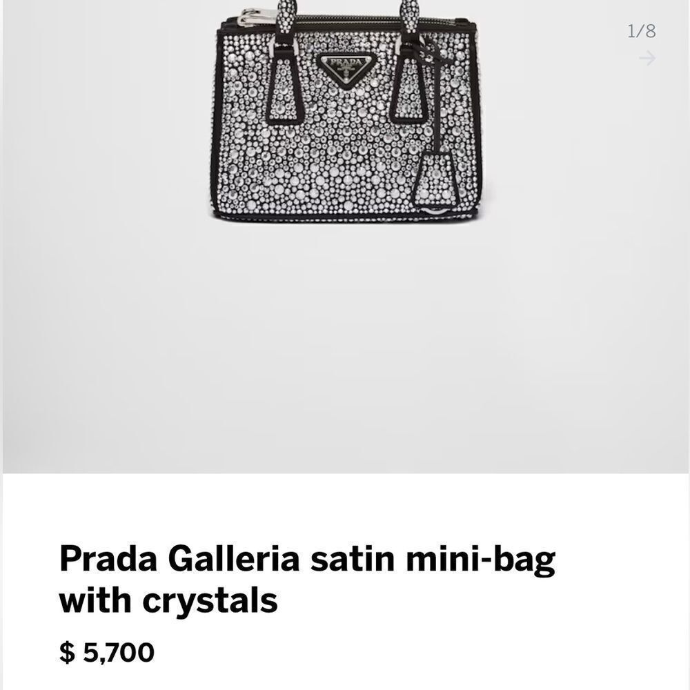 RARE PRADA Galleria satin mini-bag with crystals - Picture 9 of 9